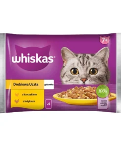 WHISKAS Senior in bustina 4x85g cibo umido in gelatina per gatti anziani con pollo e tacchino