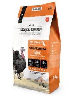 WIEJSKA ZAGRODA Alimento monoproteico con tacchino per cani S/M 6 kg
