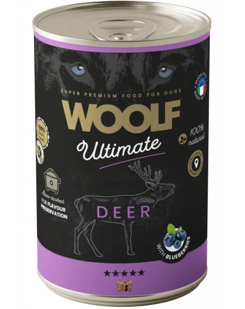 WOOLF Ultimate Adult Dog Deer and Blueberries 400g cibo umido con carne di cervo e mirtilli per cani
